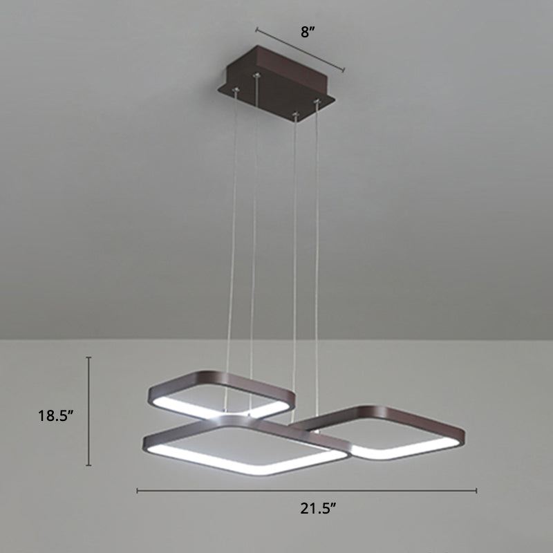 Minimalist Metallic Rhombus Chandelier Pendant Light Layered Design Led Coffee Tone 3 /