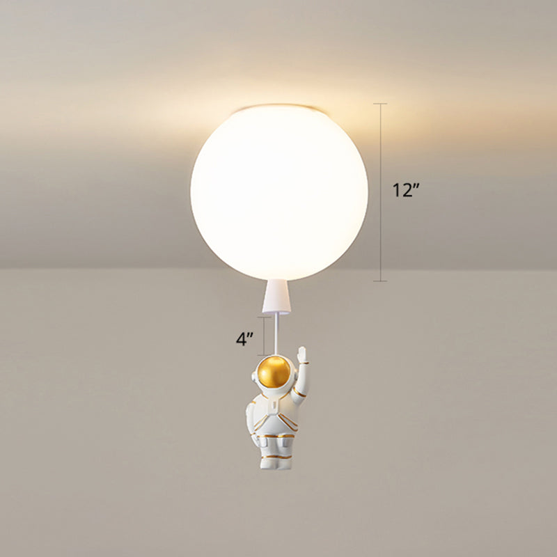 Creative Astronaut Themed Balloon Ceiling Mount Light, Silica Gel, 1-Bulb, Bedroom Flush Light