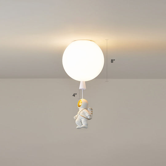Creative Astronaut Themed Balloon Ceiling Mount Light Silica Gel 1-Bulb Bedroom Flush White / 8 B