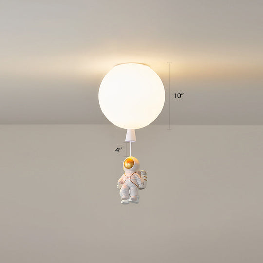Creative Astronaut Themed Balloon Ceiling Mount Light, Silica Gel, 1-Bulb, Bedroom Flush Light