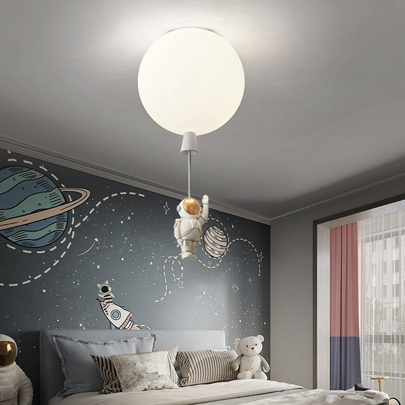 Creative Astronaut Themed Balloon Ceiling Mount Light, Silica Gel, 1-Bulb, Bedroom Flush Light