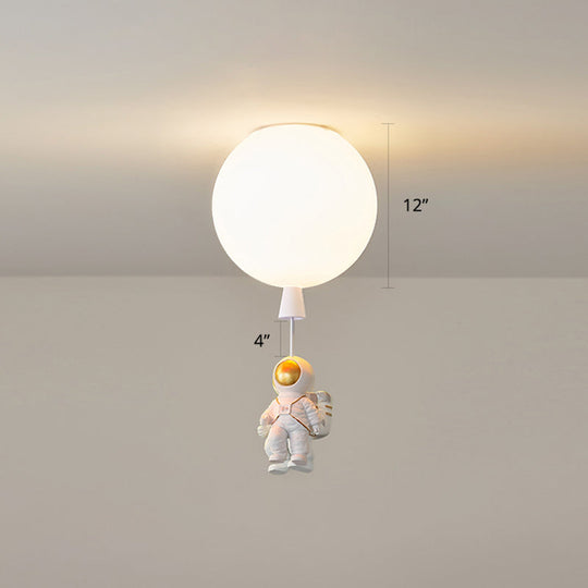 Creative Astronaut Themed Balloon Ceiling Mount Light, Silica Gel, 1-Bulb, Bedroom Flush Light