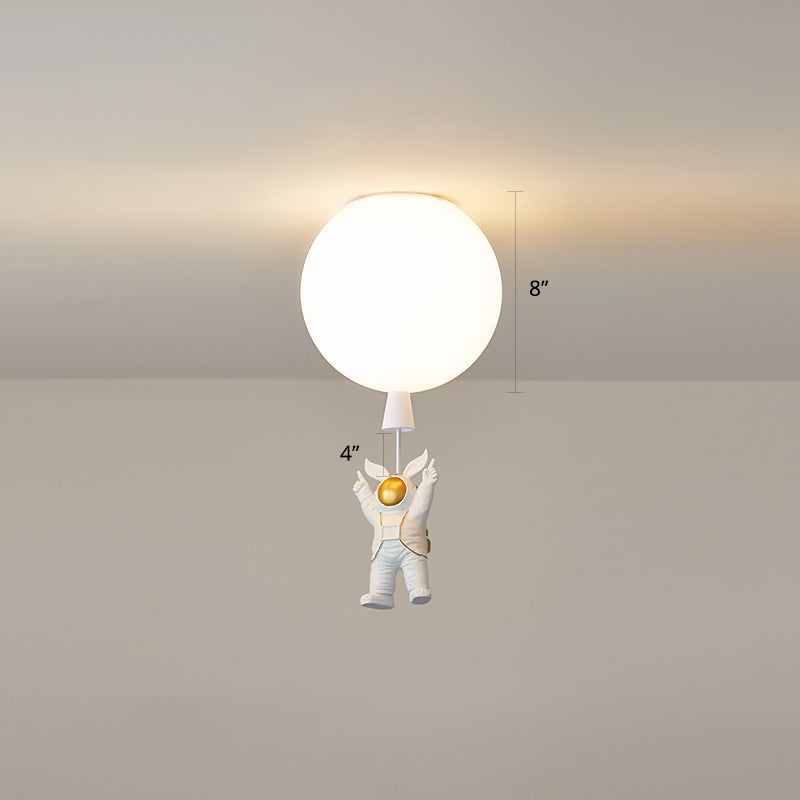 Creative Astronaut Themed Balloon Ceiling Mount Light, Silica Gel, 1-Bulb, Bedroom Flush Light