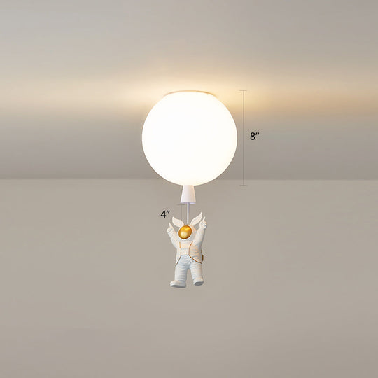 Creative Astronaut Themed Balloon Ceiling Mount Light, Silica Gel, 1-Bulb, Bedroom Flush Light