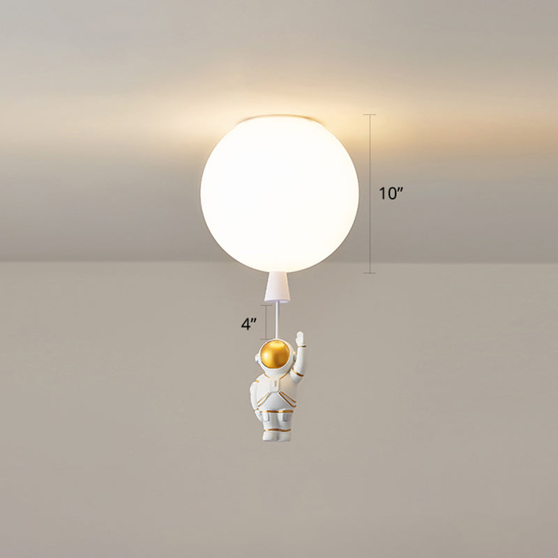 Creative Astronaut Themed Balloon Ceiling Mount Light, Silica Gel, 1-Bulb, Bedroom Flush Light