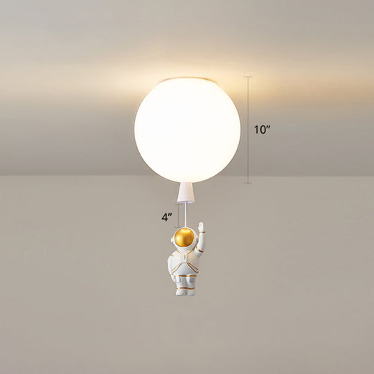 Creative Astronaut Themed Balloon Ceiling Mount Light, Silica Gel, 1-Bulb, Bedroom Flush Light