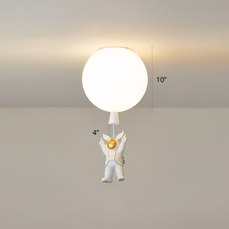 Creative Astronaut Themed Balloon Ceiling Mount Light, Silica Gel, 1-Bulb, Bedroom Flush Light