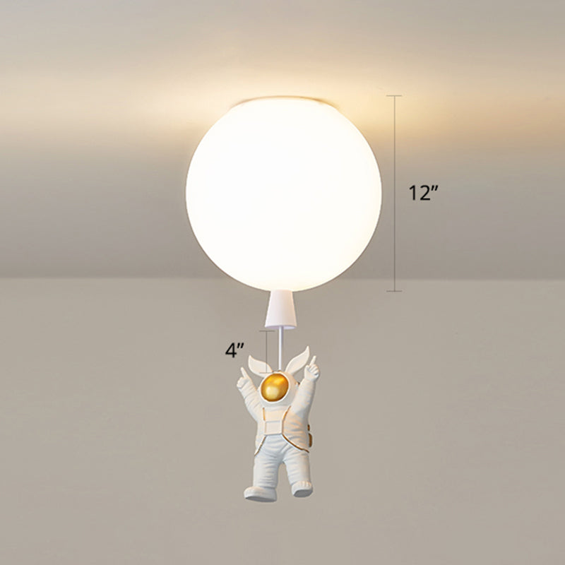 Creative Astronaut Themed Balloon Ceiling Mount Light, Silica Gel, 1-Bulb, Bedroom Flush Light
