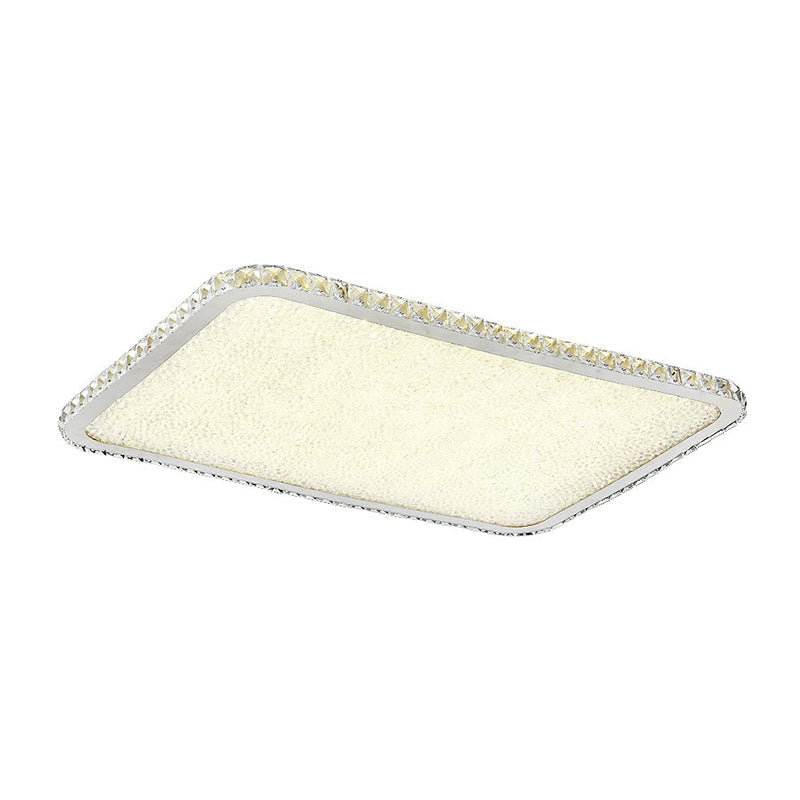 Sleek Geometric LED Ceiling Lamp with Rounded Corners - Crystal Inlaid Flush Mount Light