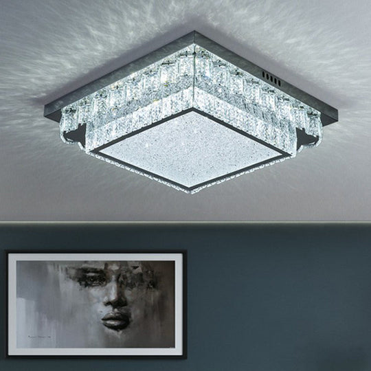 Modern Crystal Led Flush Ceiling Light With Sleek Geometric Design
