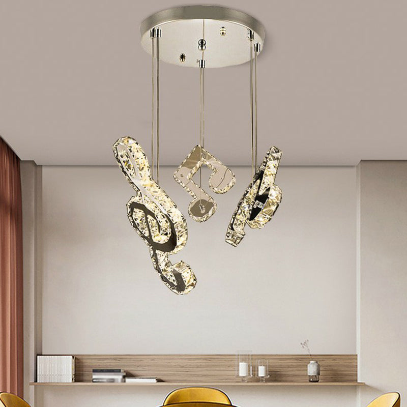 Clear Crystal Music Note Ceiling Light For Minimalistic Restaurants