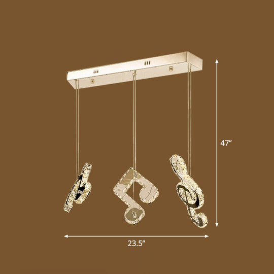Plafonnier minimaliste en cristal avec notes de musique - Transparent