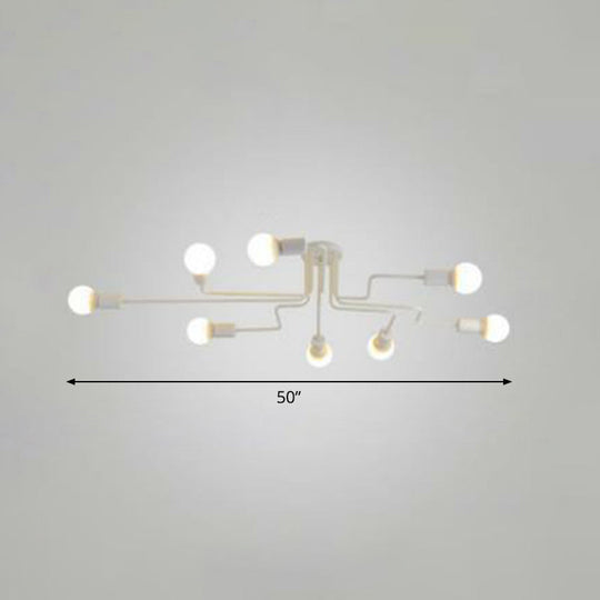 Sleek Industrial Metallic Semi Flush Ceiling Light for Living Room - Maze Flush Mount Lighting