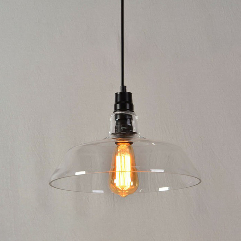 Vintage Glass Pendant Lamp with Single Bulb for Restaurant Lighting