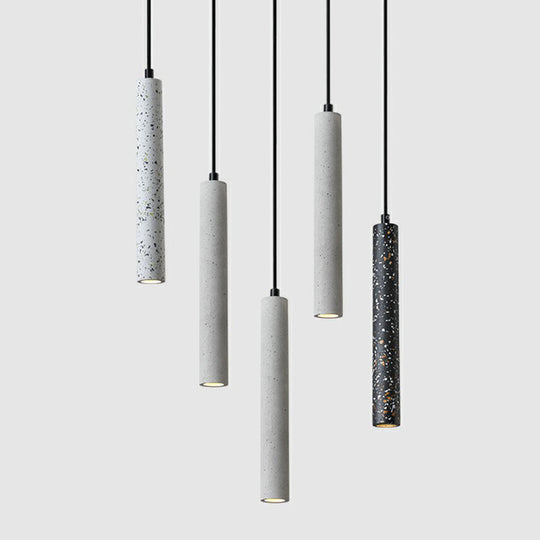 Terrazzo Dining Room Pendant Light - Minimalist Tube LED Spotlight for Hanging Ceiling
