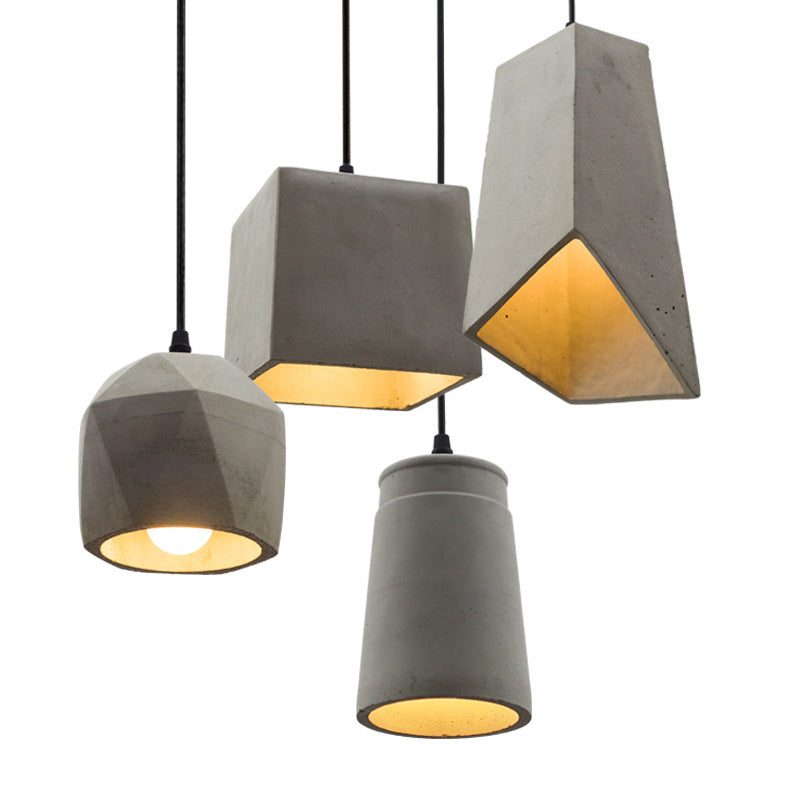 Modern Grey Horn Suspended Lighting Fixture - Simplicity 1-Light Cement Hanging Light for Restaurants