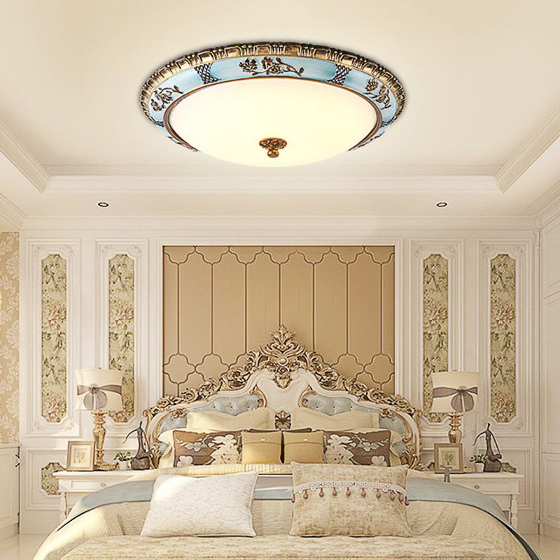 Plafonnier traditionnel à LED bleu en résine pour couloir - 16"/19,5"/13,5" - Lumière chaude/blanche