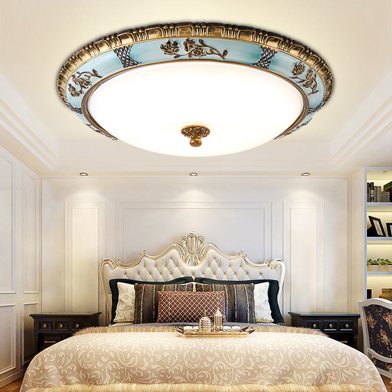 Plafonnier traditionnel à LED bleu en résine pour couloir - 16"/19,5"/13,5" - Lumière chaude/blanche