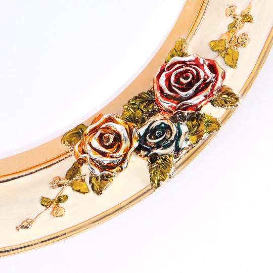 LED Flush Mount Ceiling Light - Traditional Grey/Red/Green with Round Resin Shade - Bedroom Lighting