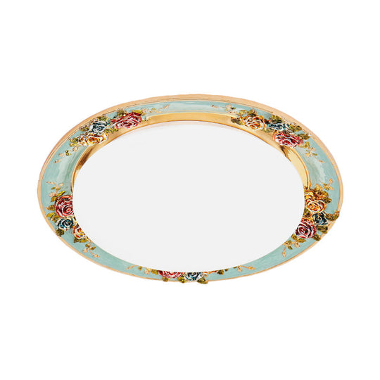 LED Flush Mount Ceiling Light - Traditional Grey/Red/Green with Round Resin Shade - Bedroom Lighting