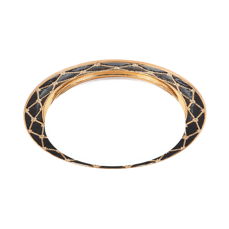 Resin Flush Mount LED Light Fixture - Traditional Black/Red/Apricot Bowl - Living Room Lighting