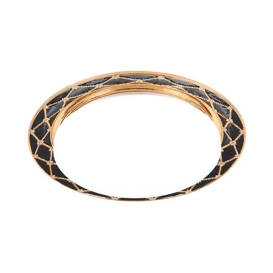 Resin Flush Mount LED Light Fixture - Traditional Black/Red/Apricot Bowl - Living Room Lighting