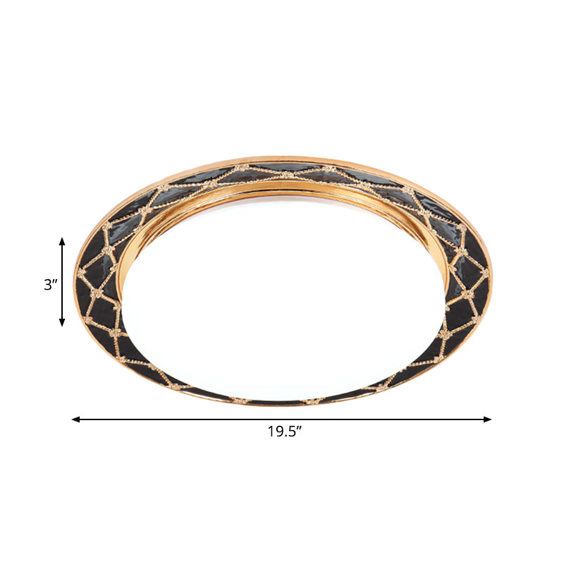 Resin Flush Mount LED Light Fixture - Traditional Black/Red/Apricot Bowl - Living Room Lighting