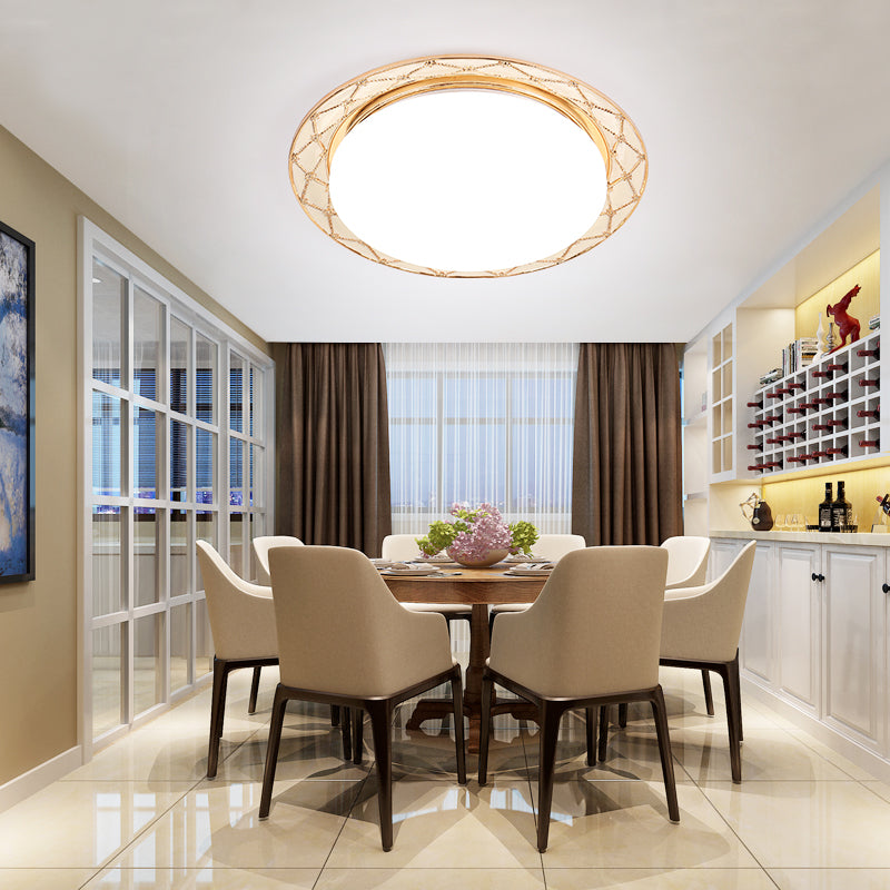 Resin Flush Mount LED Light Fixture - Traditional Black/Red/Apricot Bowl - Living Room Lighting