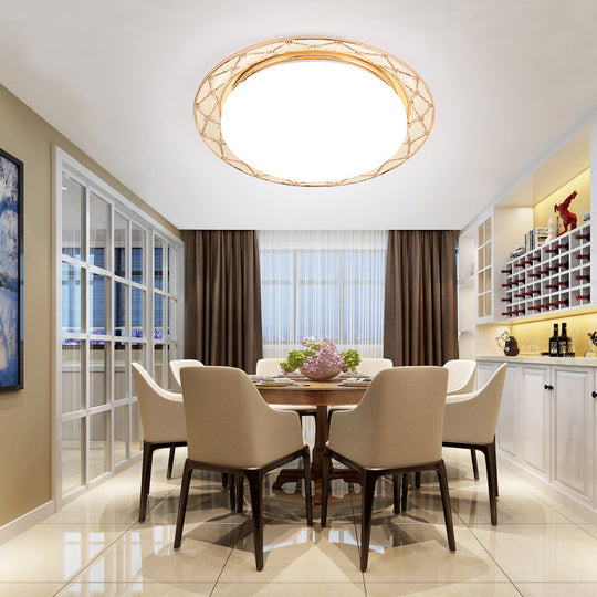 Resin Flush Mount LED Light Fixture - Traditional Black/Red/Apricot Bowl - Living Room Lighting