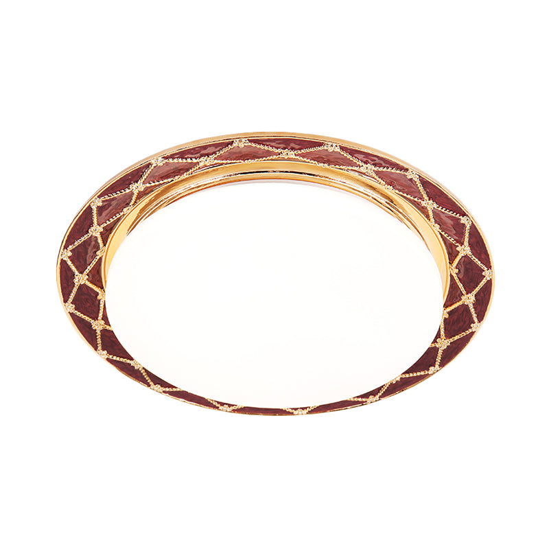 Resin Flush Mount LED Light Fixture - Traditional Black/Red/Apricot Bowl - Living Room Lighting