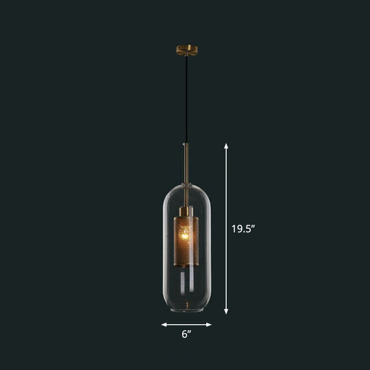 Suspension à 1 ampoule avec abat-jour en verre transparent - Luminaire suspendu simple et élégant pour les restaurants