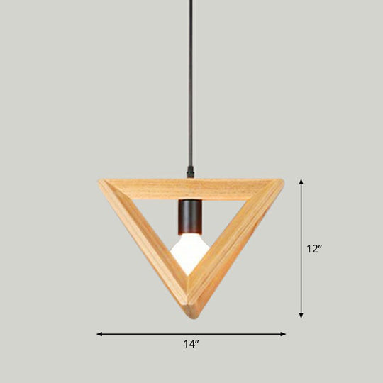 Geometric Wooden Pendant Lamp - Minimalist Single Ceiling Light for Restaurants