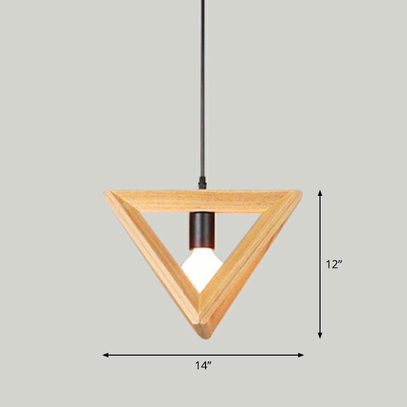Geometric Wooden Cage Pendant Lamp - Minimalist Single Ceiling Light For Restaurants Wood / C