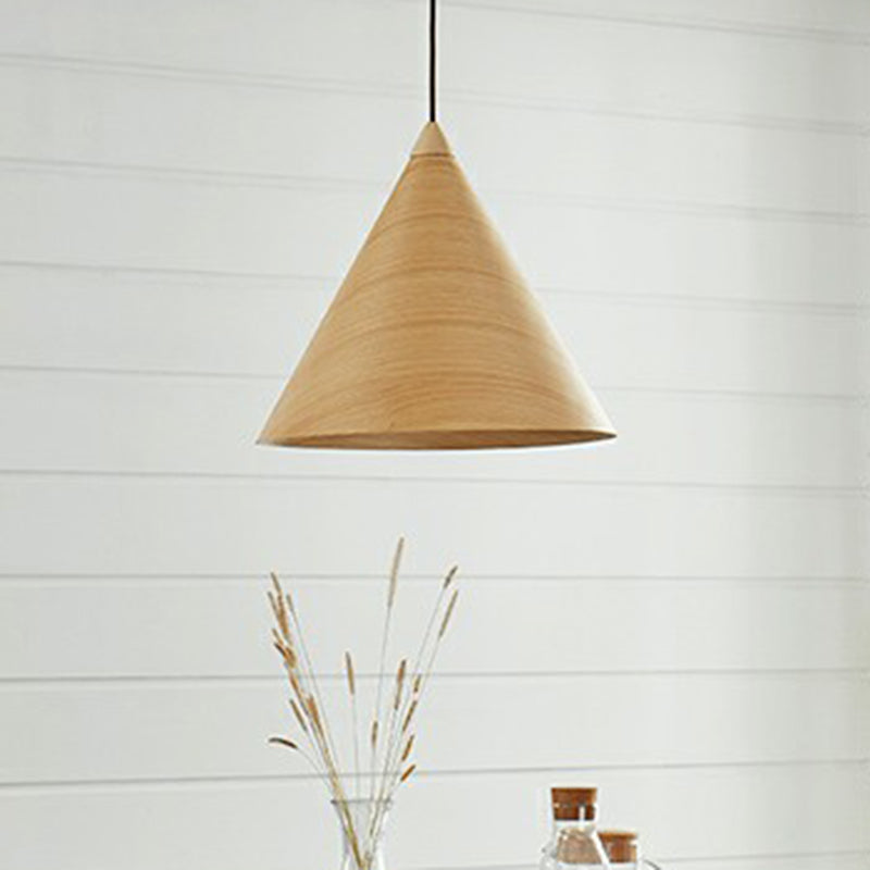 Minimalistic Wooden Pendant Light - Conical Design for Dining Room Suspension