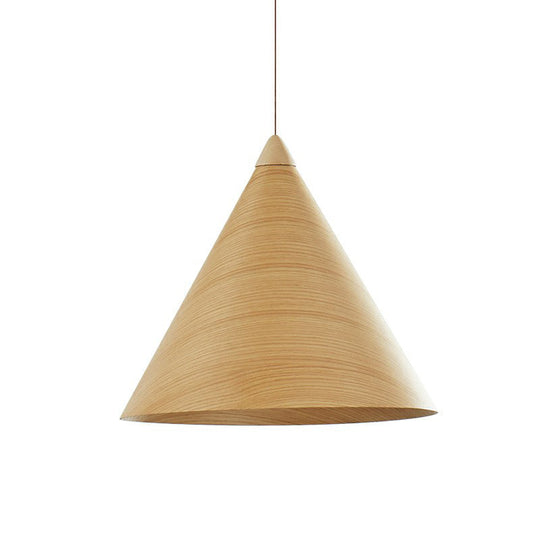 1-Head Minimalistic Wooden Conical Suspension Lamp For Dining Room Wood / Large