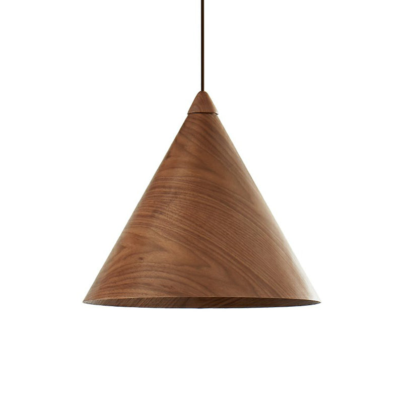 Minimalistic Wooden Pendant Light - Conical Design for Dining Room Suspension