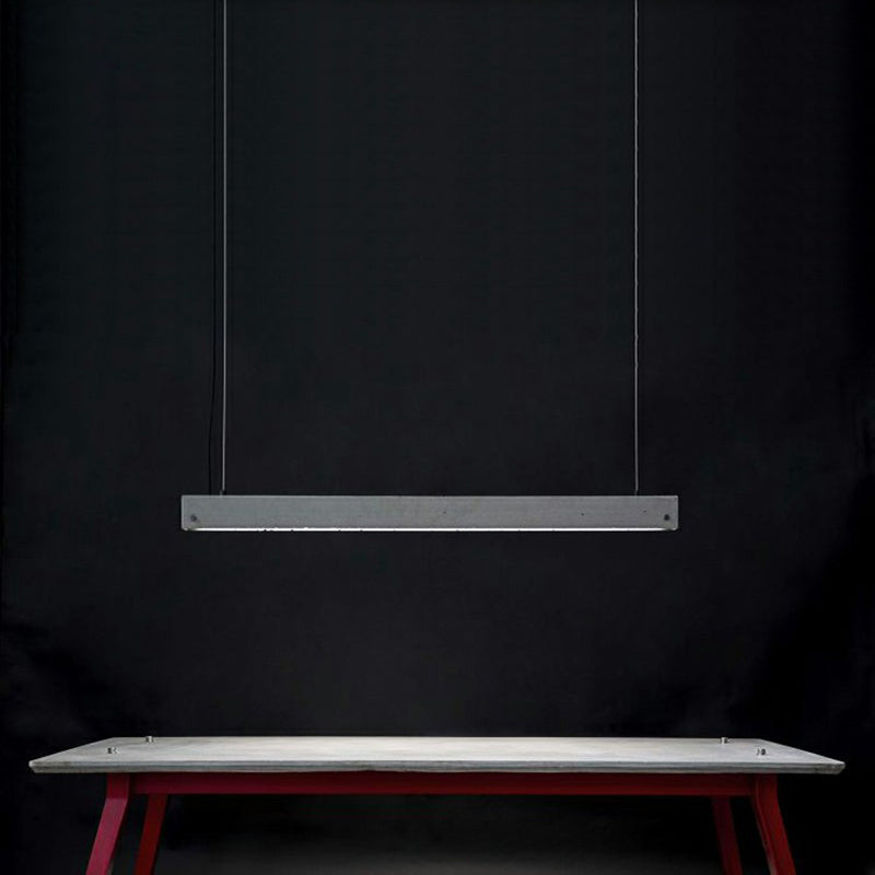 Grey Rectangular Ceiling Light for Office - Simple 1 Head Suspension Lighting in Cement