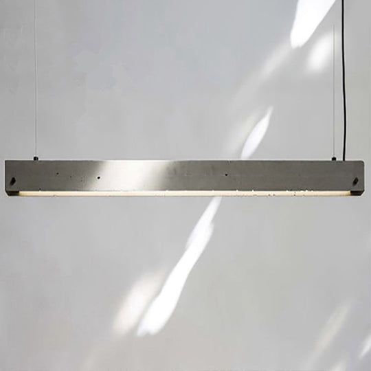 Grey Rectangular Ceiling Light for Office - Simple 1 Head Suspension Lighting in Cement