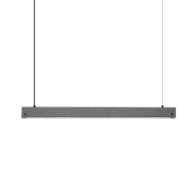 Grey Rectangular Ceiling Light for Office - Simple 1 Head Suspension Lighting in Cement