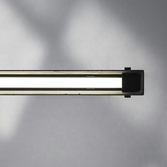 Grey Rectangular Ceiling Light for Office - Simple 1 Head Suspension Lighting in Cement