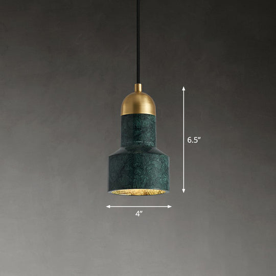 Postmodern Marble Grenade Pendant With Single Bulb For Stylish Table Lighting Green