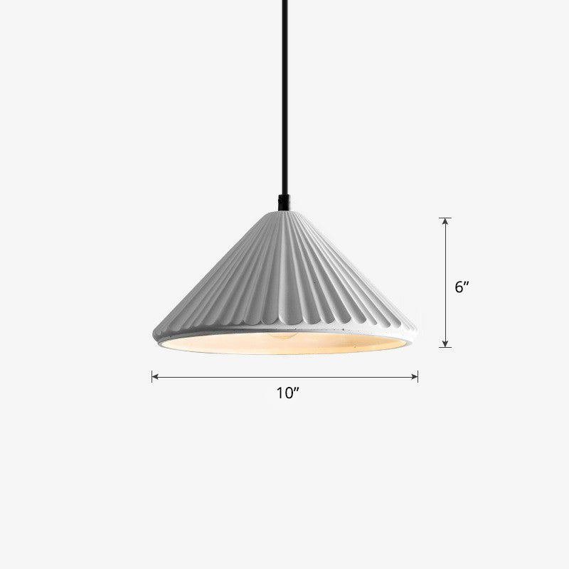 Macaron Single Pendant Ceiling Light For Living Room - Cement Conical Suspension Fixture White