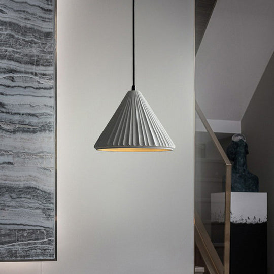 Macaron Cement Conical Pendant Ceiling Light - Single Suspension Fixture for Living Room