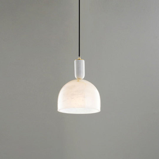 Minimalist 1-Light White Pendant Lighting Kit for Bedroom - Small Size