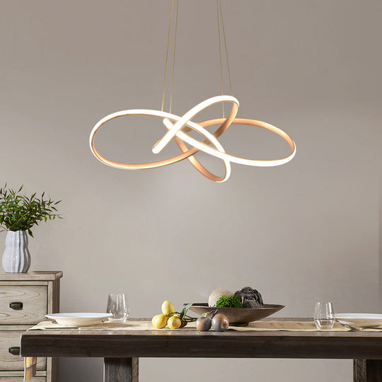 Lustre LED Art Déco Doré Floral - Plafonnier suspendu en métal élégant pour salle à manger