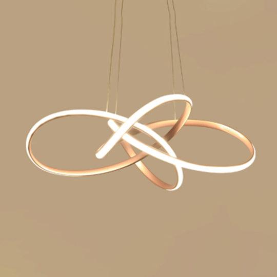 Lustre LED Art Déco Doré Floral - Plafonnier suspendu en métal élégant pour salle à manger