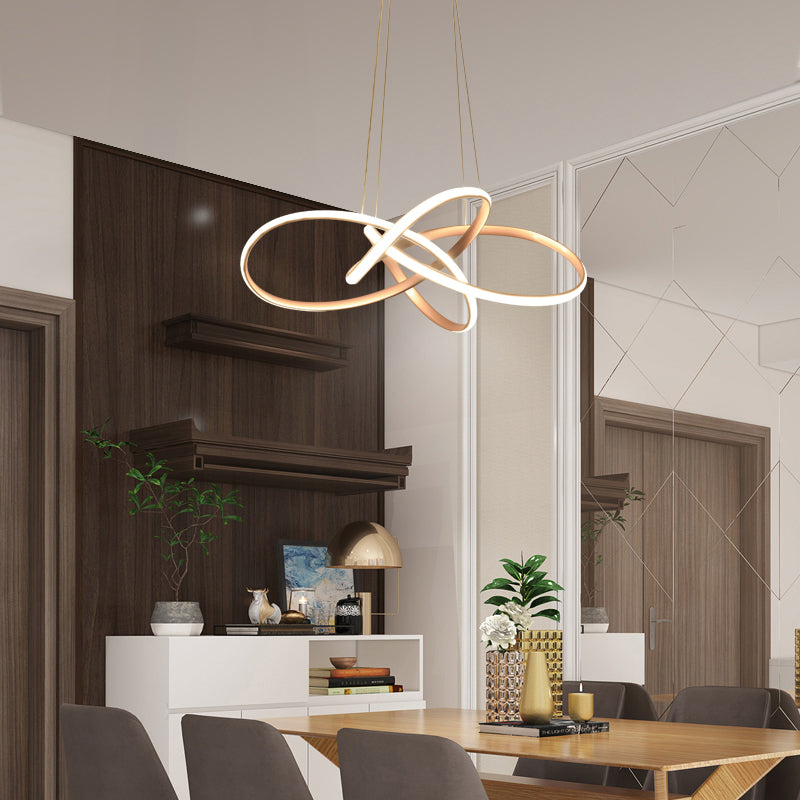 Art Deco Gold Floral Led Chandelier - Elegant Metal Ceiling Light For Dining Room