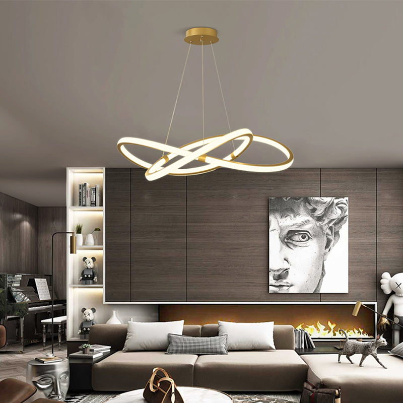 Lampe suspendue LED Sleek Twist : lustre minimaliste en aluminium pour le salon