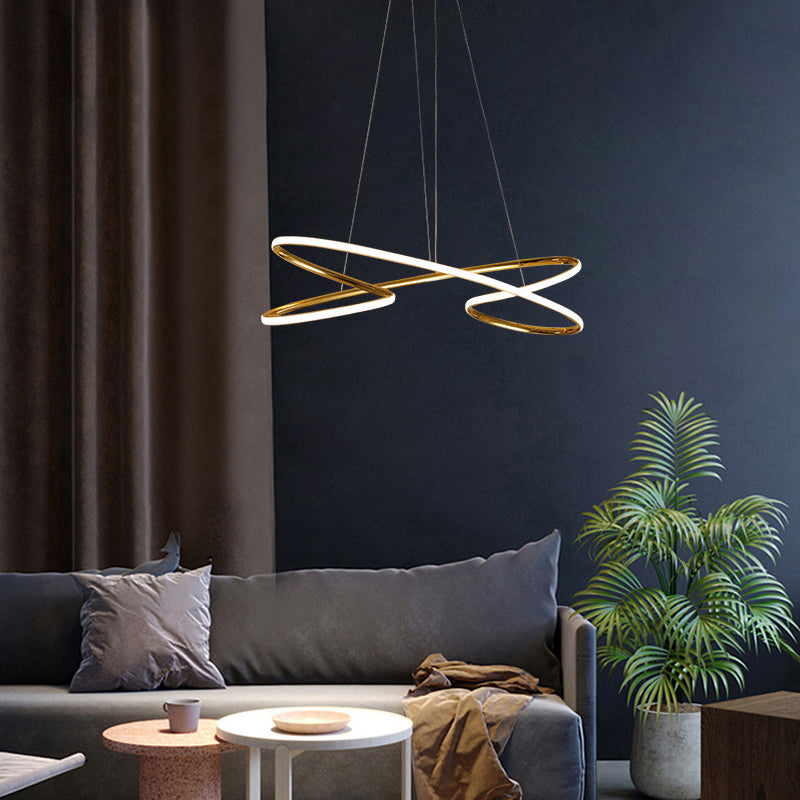 Lustre à LED torsadé en aluminium : lampe suspendue artistique pour table à manger