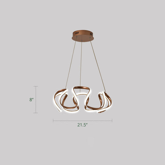 Lampe suspendue LED plaquée or : lustre élégant en acrylique pour salle à manger